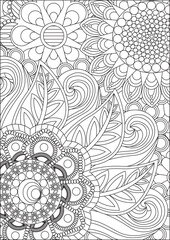 Flower zentangle patterns coloring page for adult vector
