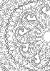 Adult coloring mandala page white and black vector
