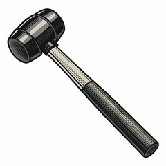 Create a bold vector illustration of a rubber mallet, emphasizing its textured surface and robust handle.  Include detailed shading and highlights for a realistic 3D effect.