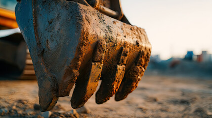 Excavator bucket close up construction equipment machinery earthmover tool
