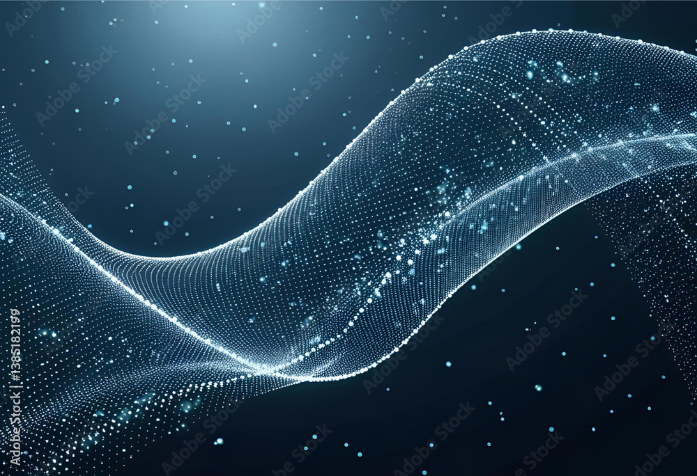 Poster digital data flow: a mesmerizing visual of a digital data stream flowing across a dark backdrop, evo