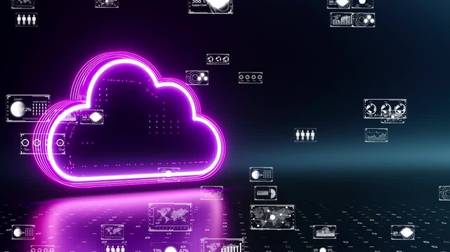 smart data storage cloud in a futuristic interface setting