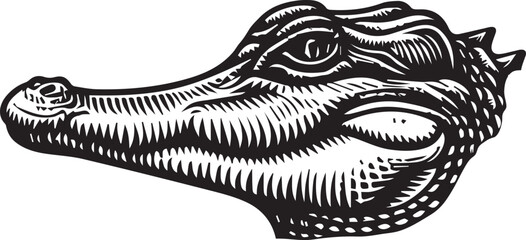 Crocodile Vector Art in Black and White – Detailed Reptile Graphic Design