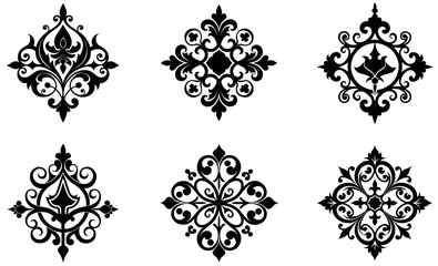 Obraz premium Elegant Black and White Damask Design Elements