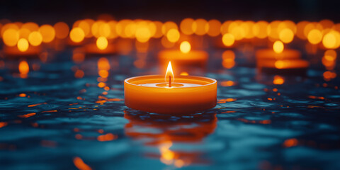 Candles floating on water