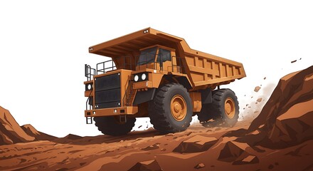Obraz premium Giant Mining Dump Truck Driving on Red Earth Quarry Road