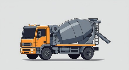 Fototapeta premium Illustration of a Concrete Mixer Truck on White Background Ready for Construction