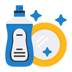 Dish washing Flat Style Icon 