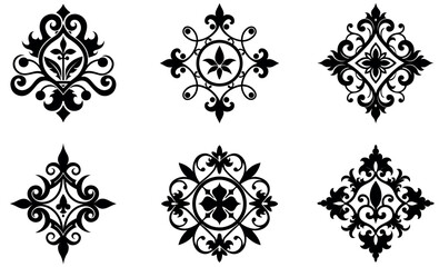 Elegant Black and White Damask Design Elements