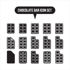 Fototapeta premium Chocolate bar icon set black silhouette 