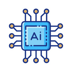  Modern AI Chip Icon for Electronics