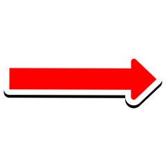 Red Arrow with Outline and Shadow, Direction, Pointer