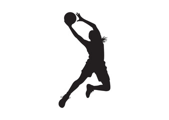 Obraz premium Female Basketball Player Silhouette Vector