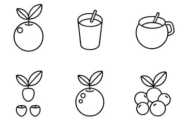 Cranberry Juice Line Art Drawing for Menu and Decoration 