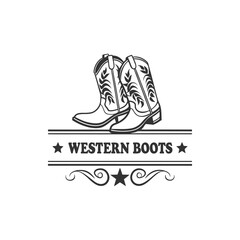 Western cowboy boots logo vector illustration