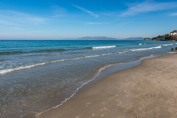 Ladies Beach in the Kusadasi city, Turkey. Touristic beach resort town on Turkey.