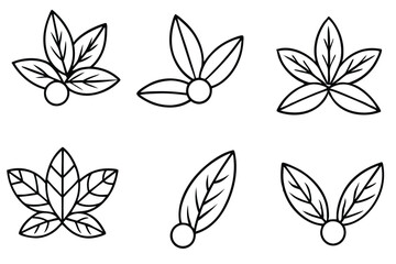 Naklejka premium Cranberry Leaf Line Art Detailed Drawing for Botanical Themed Artwork 