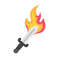  Dynamic Flaming Sword Icon for Fantasy