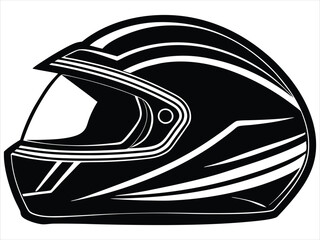 Sleek Black Motorcycle Helmet Vector Illustration