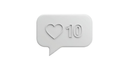 Isolated Social Media Like Icon with Heart and Number 10