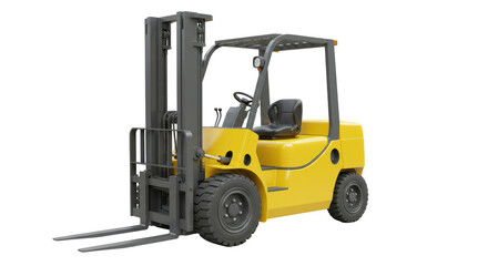 Isolated Yellow Forklift Truck Industrial Vehicle