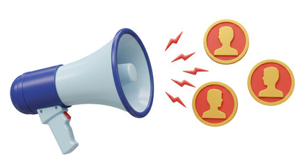 Fototapeta premium Isolated Megaphone with Customer Avatar Announcement Broadcast