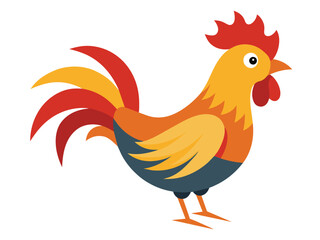 A cartoon vector illustration depicts an isolated farm animal, a rooster and hen, poultry birds with feathers and a beak