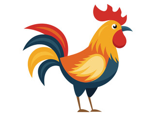 Cartoon rooster illustration, a cute farm animal and poultry bird