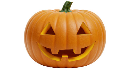 Isolated Traditional Carved Orange Halloween Pumpkin Jack-o'-Lantern