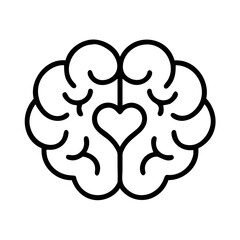 Brain health mental wellness love and intelligence concept for creative mind and emotional balance icon