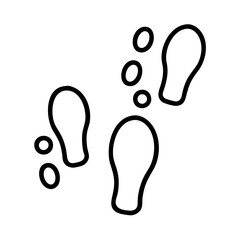 Footprint trail vector illustration, following steps and path, walking footprint outline silhouette design
