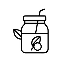 Berry smoothie in jar vector illustration, healthy drink icon, fruit smoothie outline, detox juice drawing