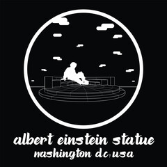 Circle Icon Albert Einstein Statue. Vector illustration