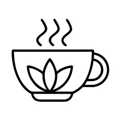 Hot tea cup with lotus flower vector design for tea shop logo or relaxing spa icon graphic illustration