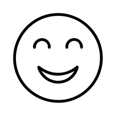 Smiling face emoji vector illustration happy face outline simple design for social media and print 