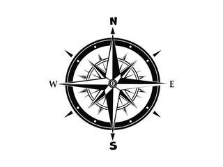 Nautical compass rose vector illustration shows north, south, east, and west directions for sea travel and navigation © farzana