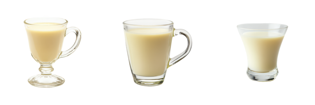 Three Glassware Styles with Creamy Beverages.