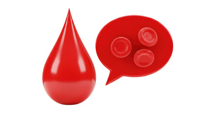 Isolated Red Blood Drop and Blood Cell Speech Bubble Medical Concept