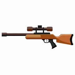 Naklejka premium Rifle with a scope positioned on a white background, showcasing its design and features clearly.