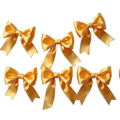 set of golden bows on transparent background