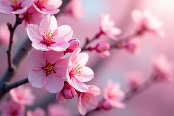Fototapeta premium Delicate pink sakura blossoms, full bloom, intricate pattern , art, fabric