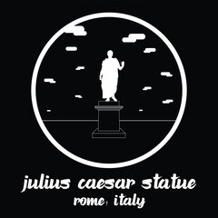 Circle Icon Julius Caesar Statue. Vector illustration
