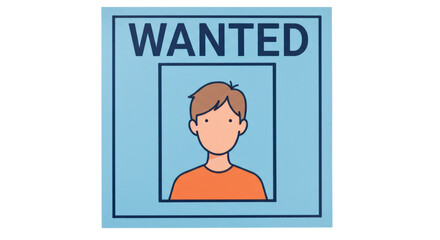 Isolated Cartoon Wanted Poster with Man's Face