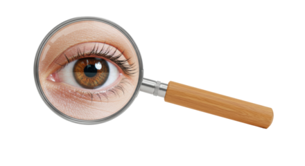 Isolated Human Eye Seen Through Magnifying Glass
