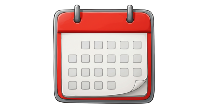 Isolated Cartoon Style Red Calendar