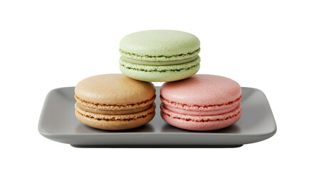 Isolated Stack of Macarons on Grey Plate