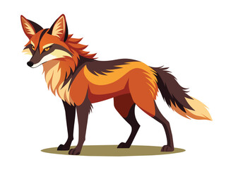Cute cartoon red fox vector illustration animal with orange fur tail