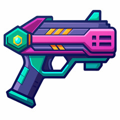 A vibrant gun featuring a blue and purple color scheme, showcasing a blend of colors in its design.