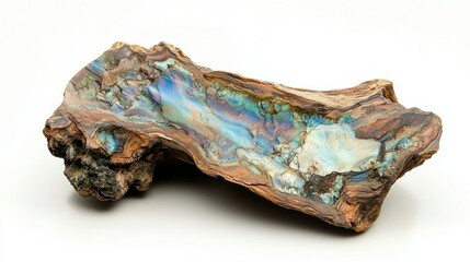 Opalized Wood isolated on white background