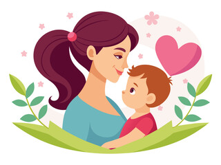 mother with her baby mother s day logo side views 